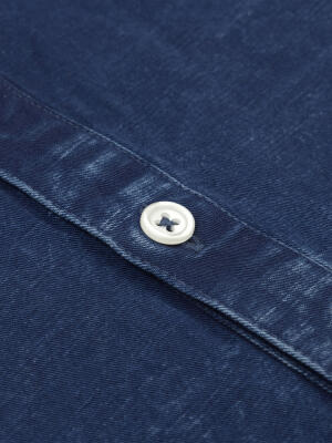 Tim Poloshirt in donker indigo linnen