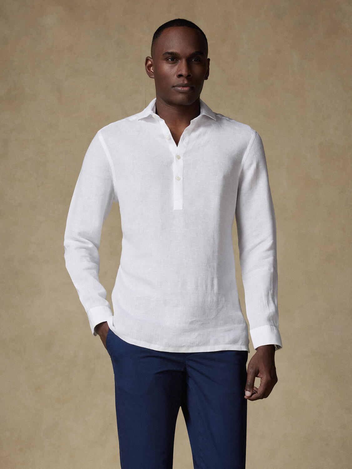 Wayne Poloshirt in wit linnen