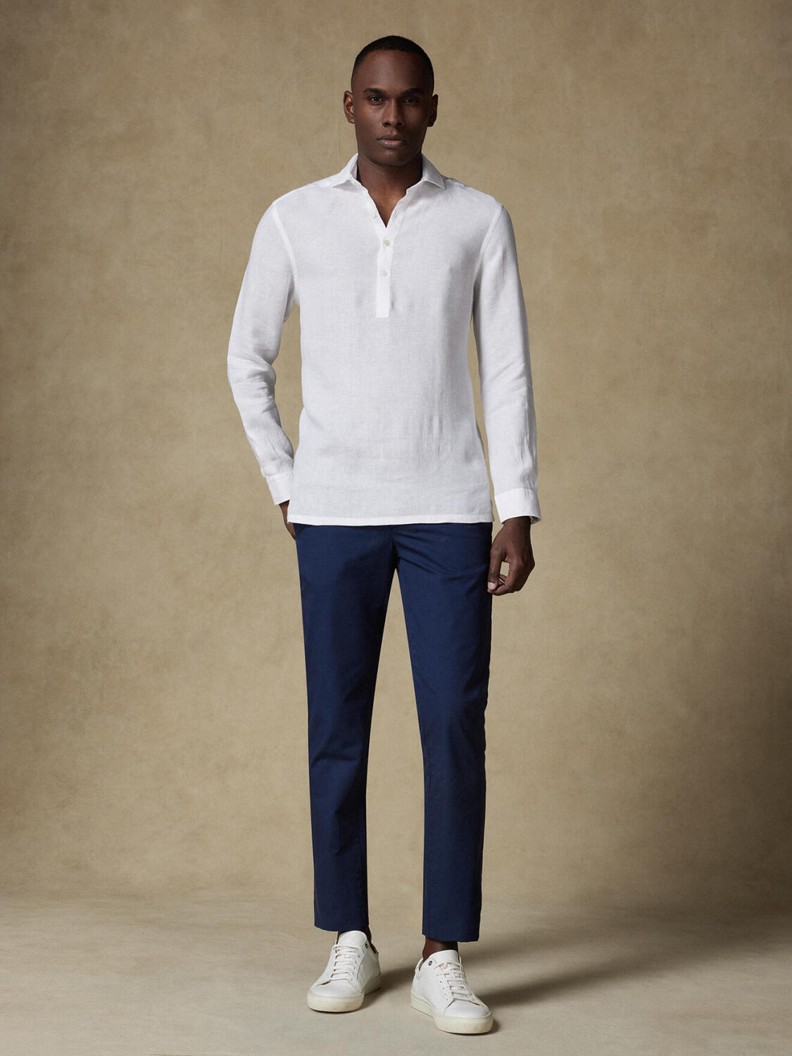 Wayne Poloshirt in wit linnen