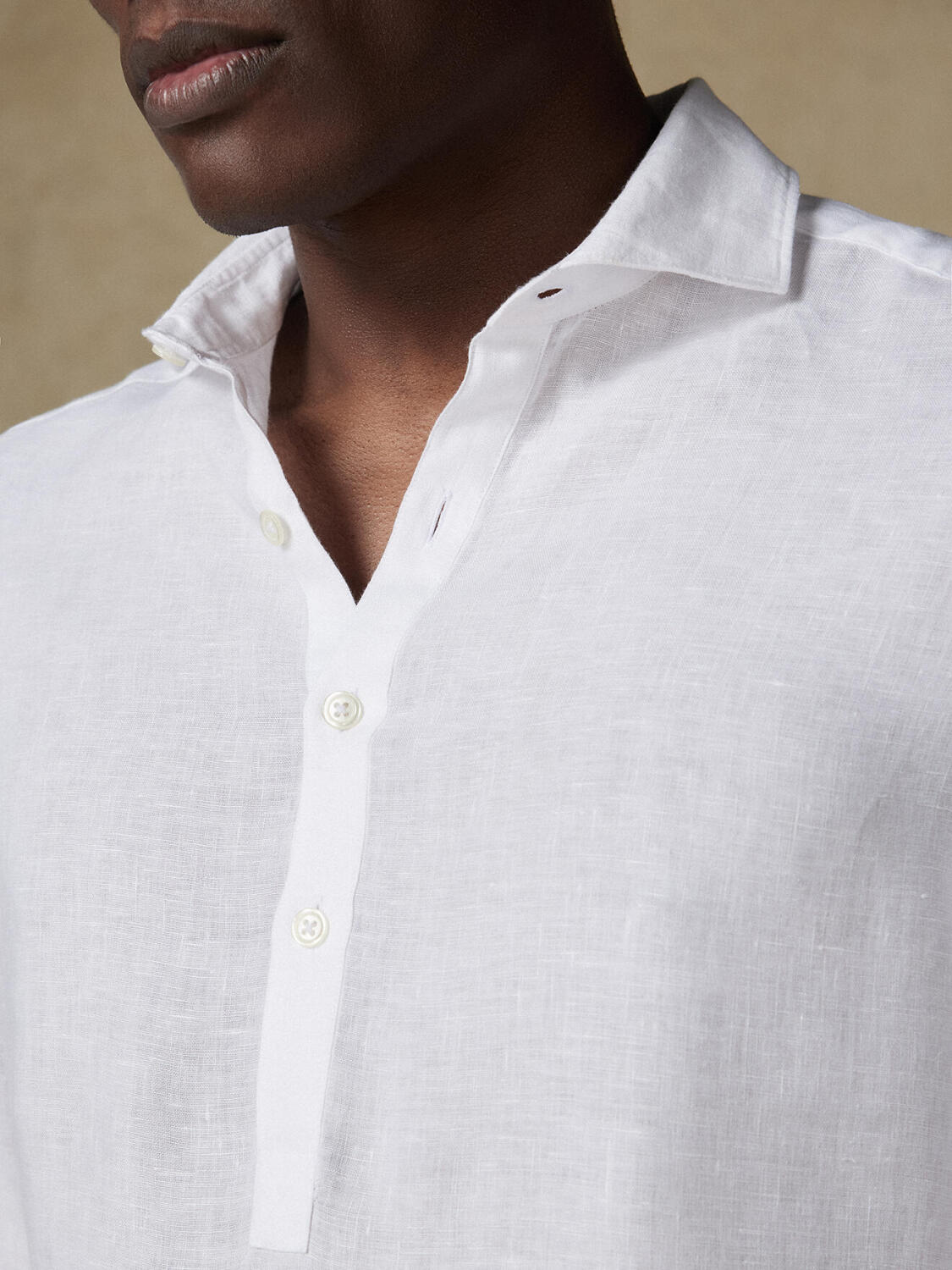 Wayne Poloshirt in wit linnen