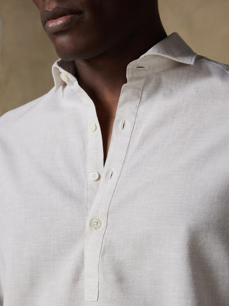 Wayne Poloshirt in zandkleurig linnen