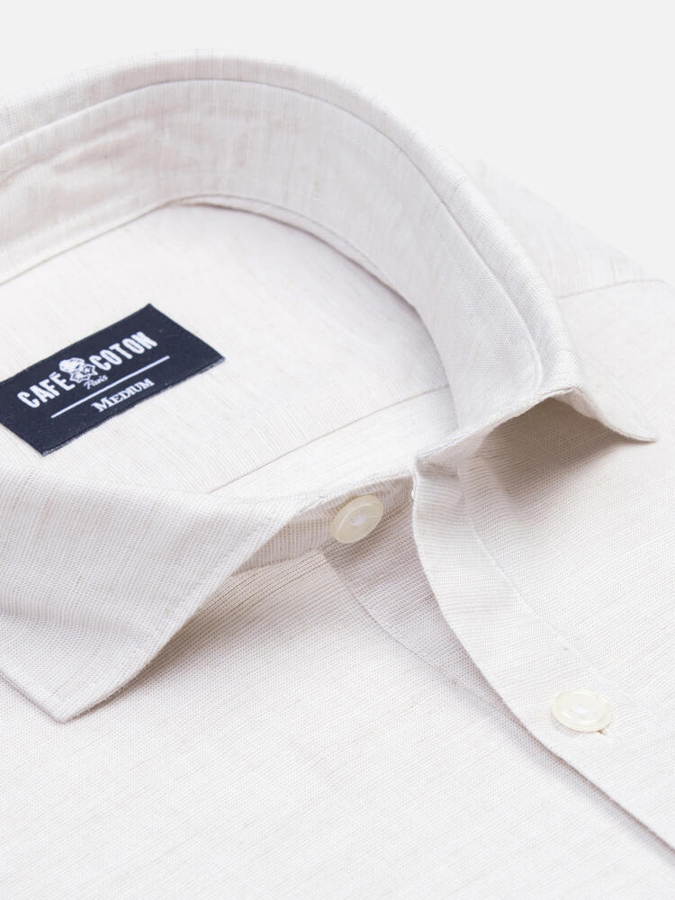 Wayne Poloshirt in zandkleurig linnen