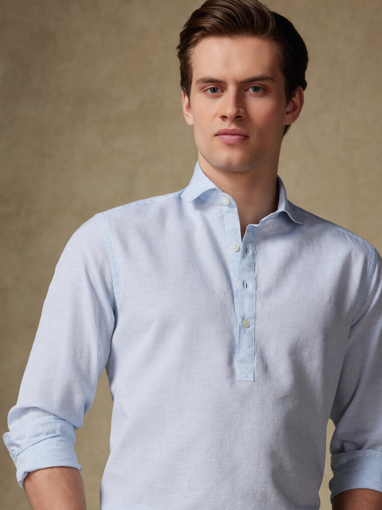 Polo Wayne in lino celeste
