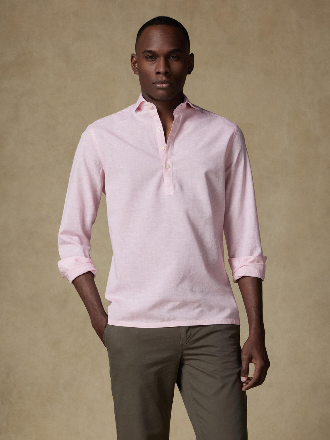 Chemise Polo Wayne en lin rose