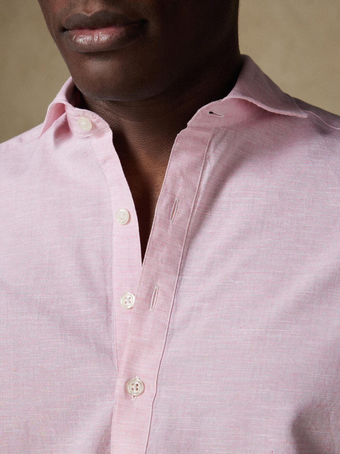 Chemise Polo Wayne en lin rose