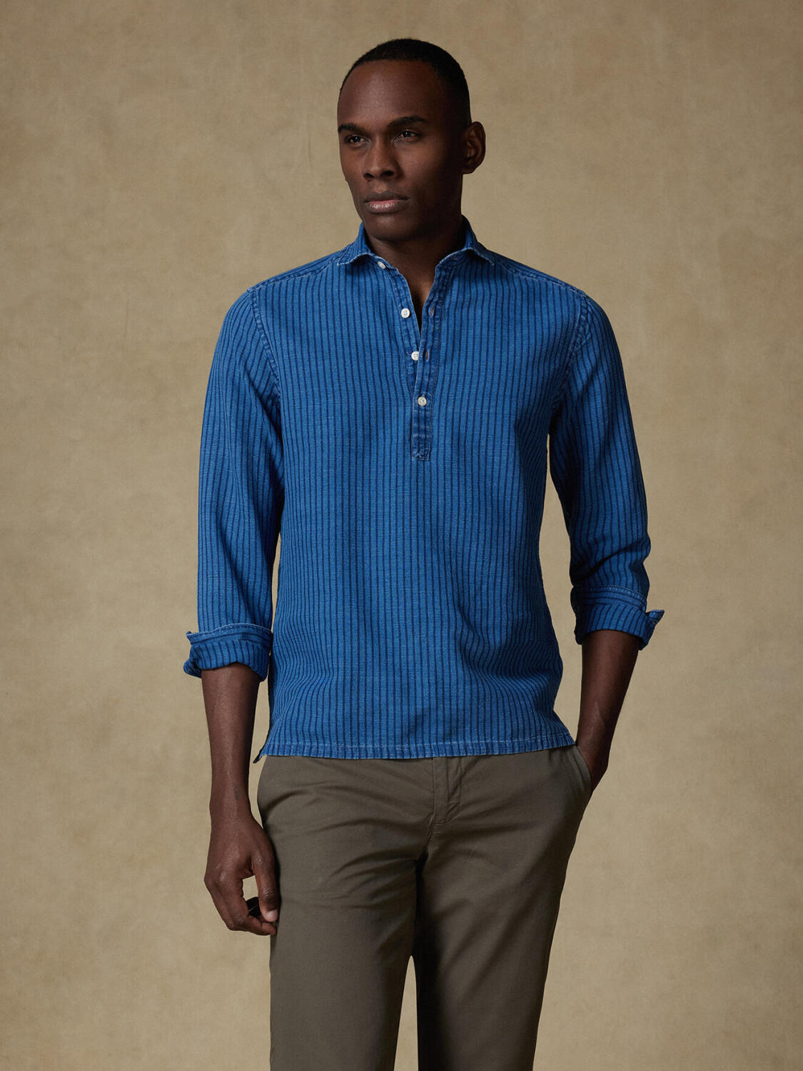 Polohemd Willow mit Indigo-Streifen