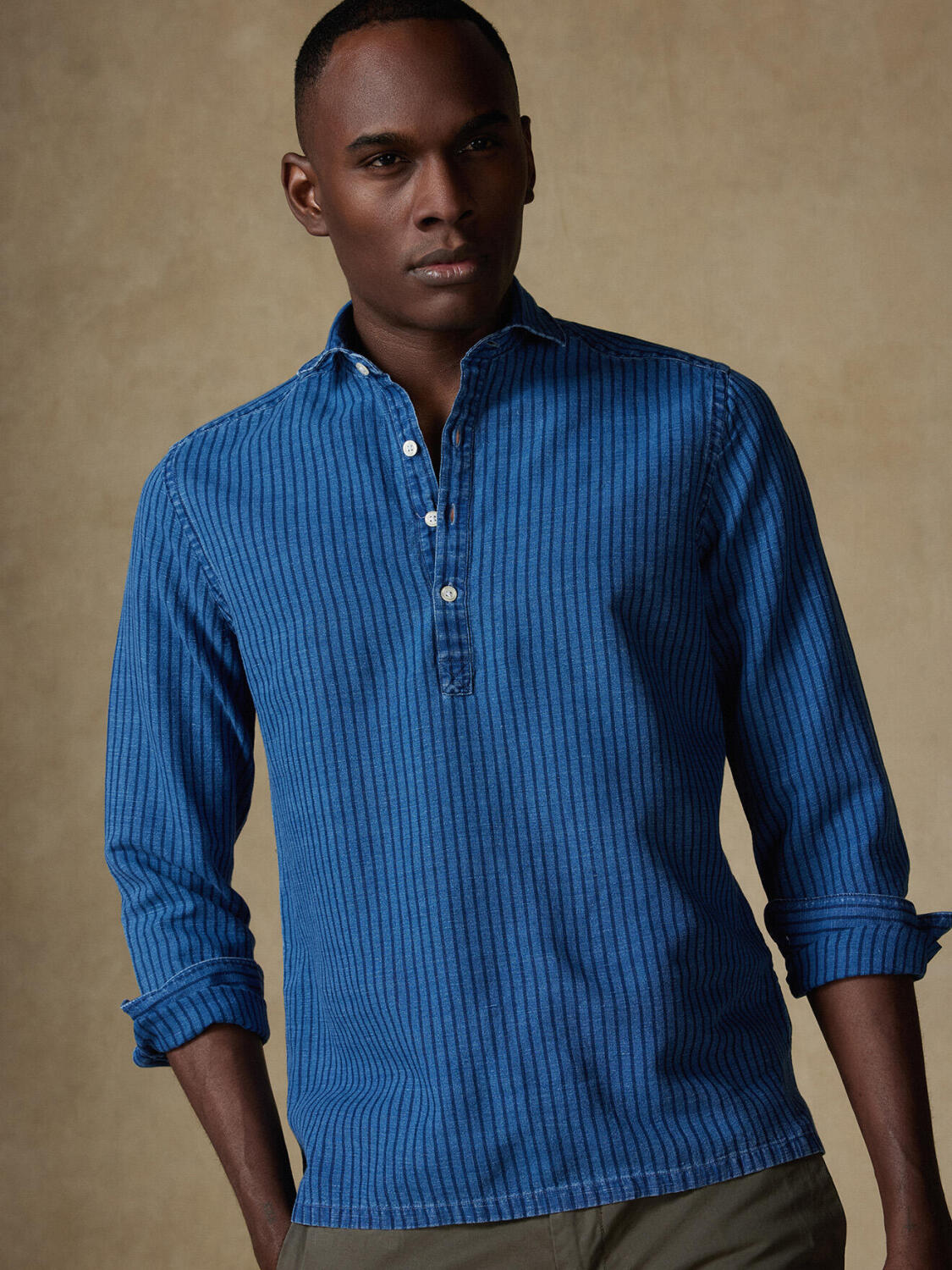 Polohemd Willow mit Indigo-Streifen