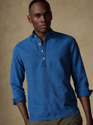 Willow poloshirt in indigo strepen