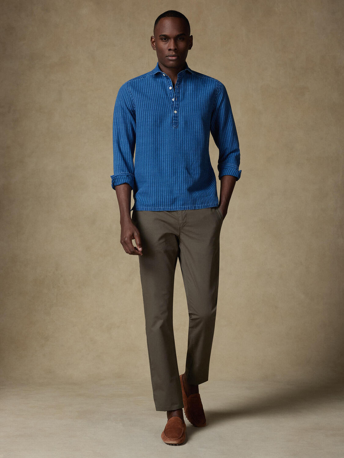 Polohemd Willow mit Indigo-Streifen