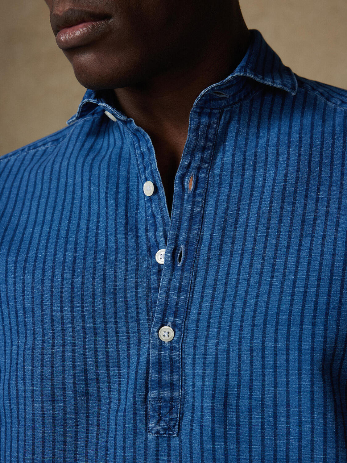 Polohemd Willow mit Indigo-Streifen