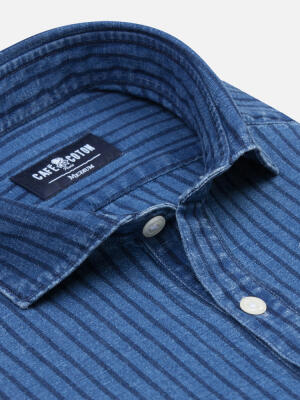 Willow poloshirt in indigo strepen