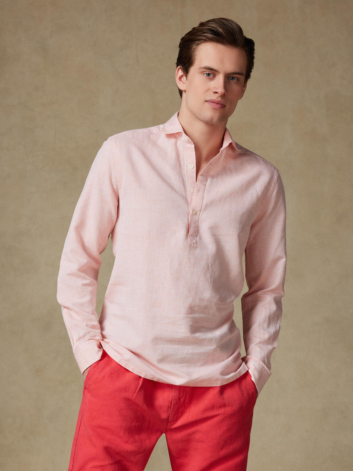 Chemise Polo Zack en lin orange