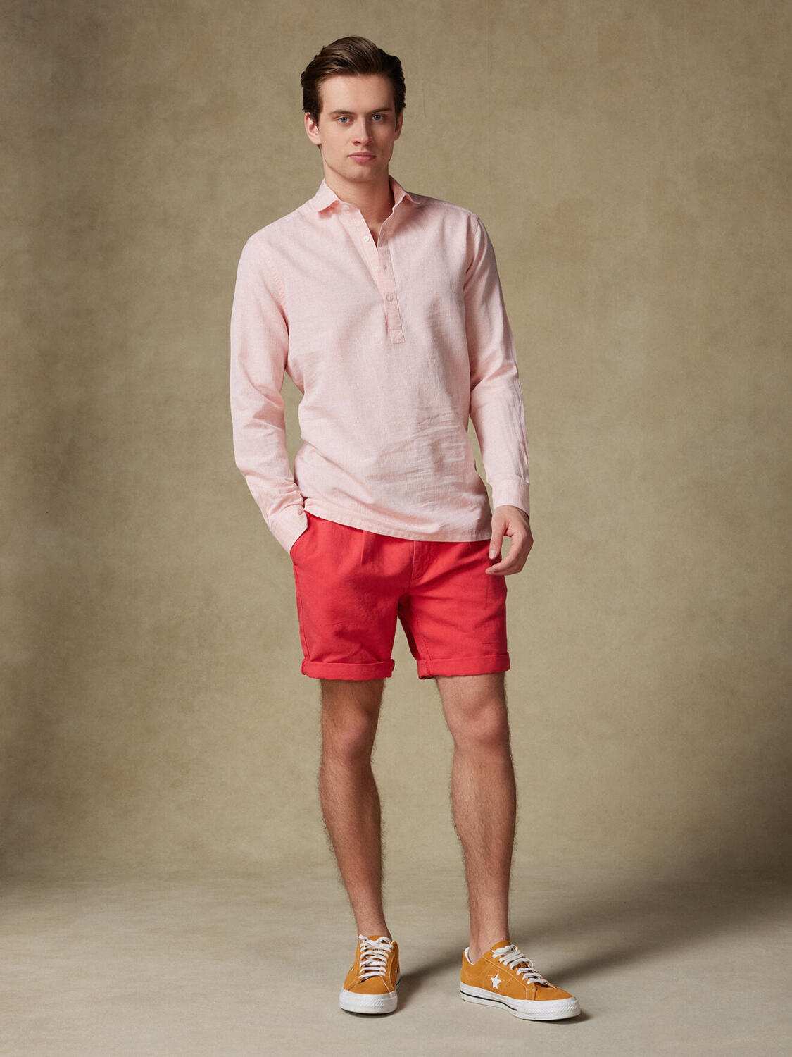 Chemise Polo Zack en lin orange