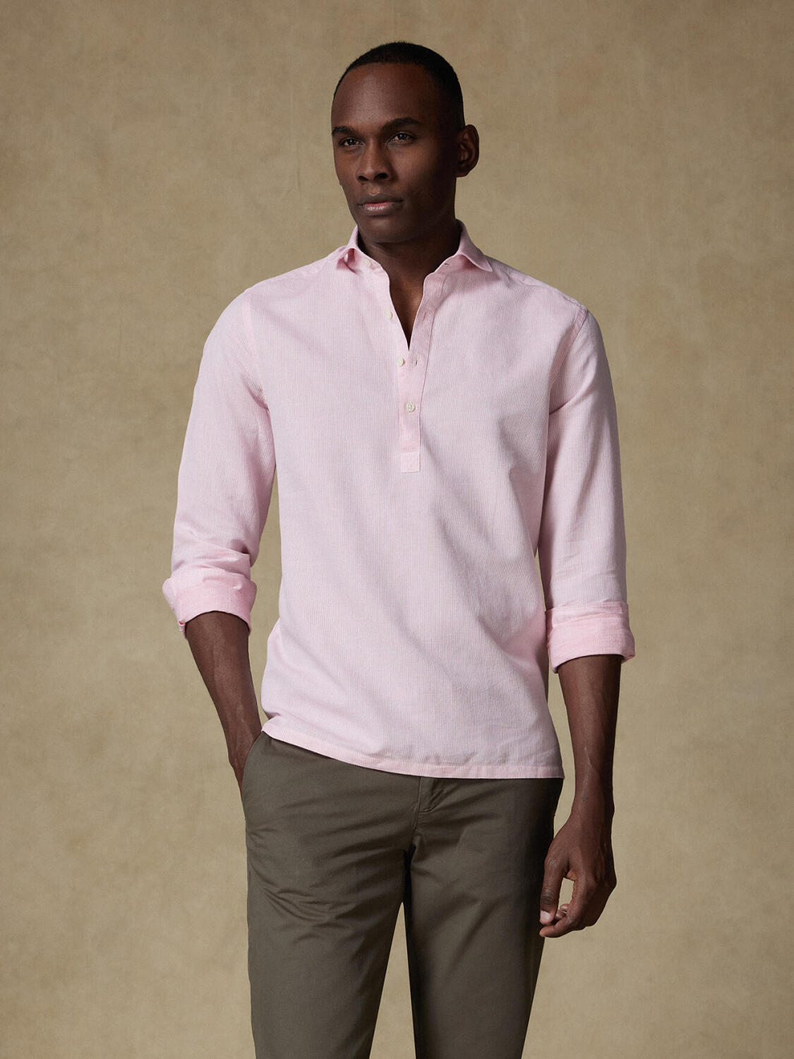 Chemise Polo Zack en lin rose