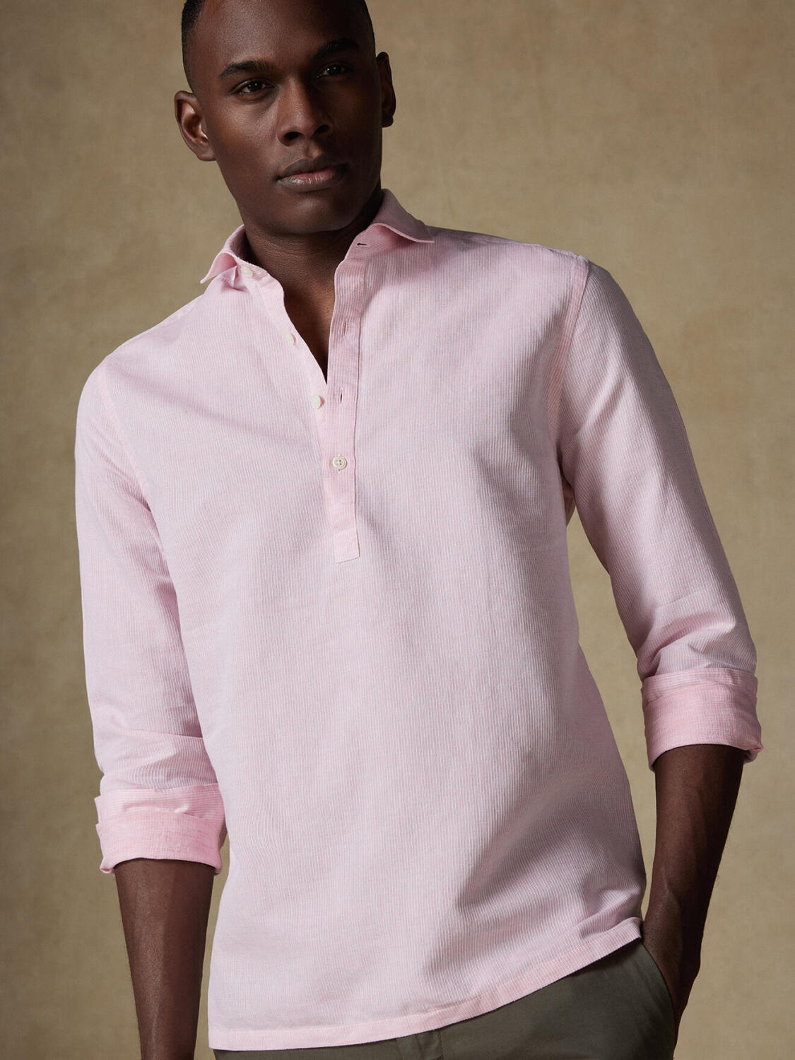 Chemise Polo Zack en lin rose