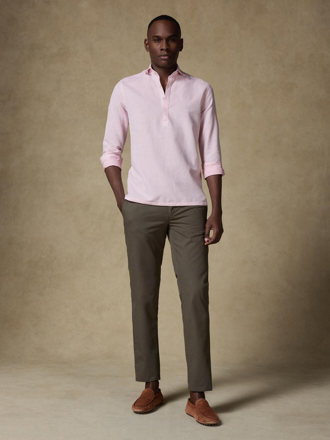 Chemise Polo Zack en lin rose