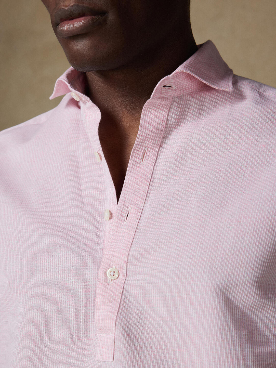 Chemise Polo Zack en lin rose