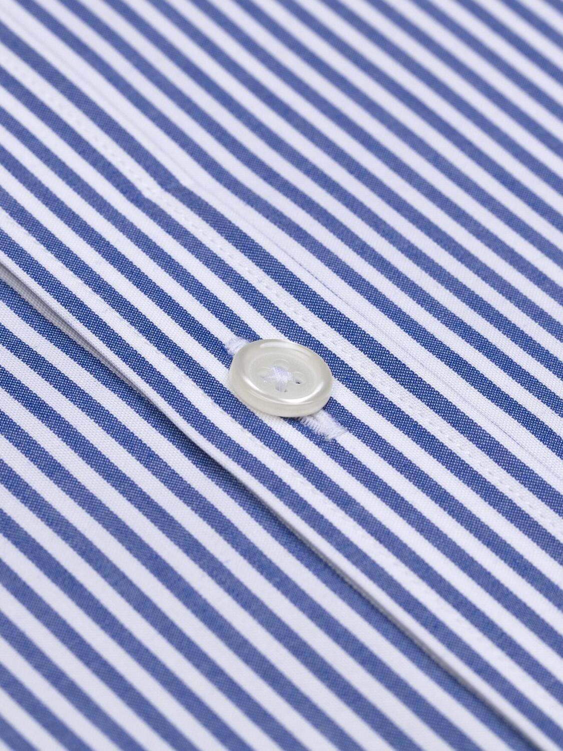 Chemise Barney &agrave; rayures marine - Poignets Mousquetaires