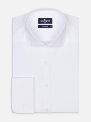 Bruce Camisa Blanca Texturizada - Mosquetero Puños
