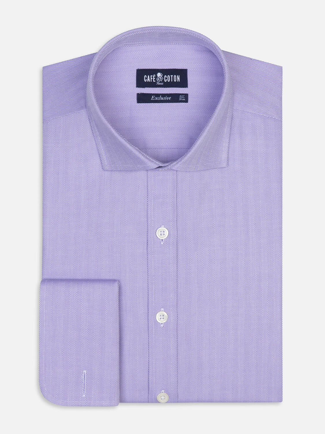 Chemise en chevron parme  - Poignet mousquetaire