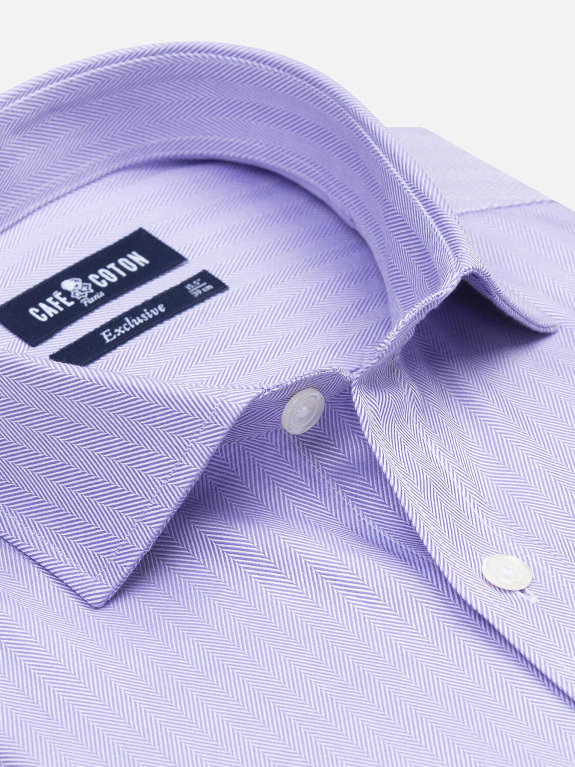 Chemise en chevron parme  - Poignet mousquetaire