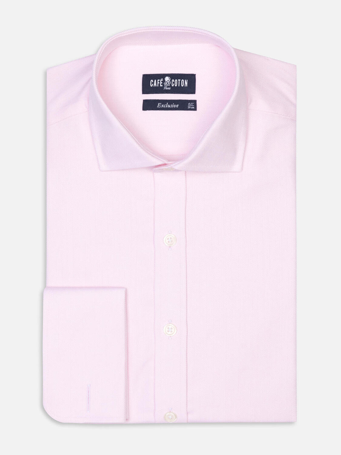 Chemise en chevron rose   - Poignet mousquetaire