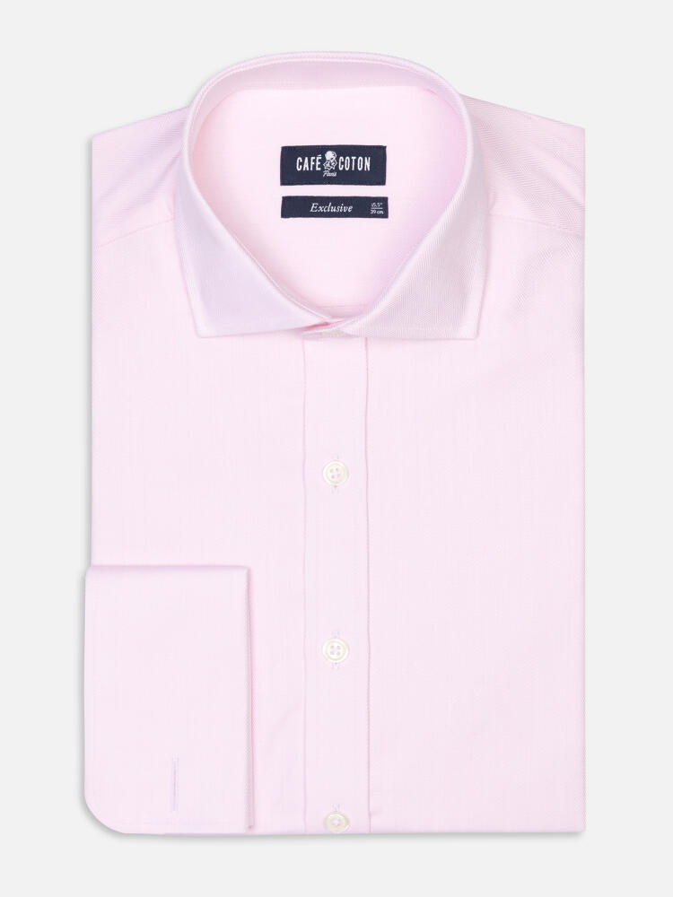 Herringbone shirt with double cuffs - Pink