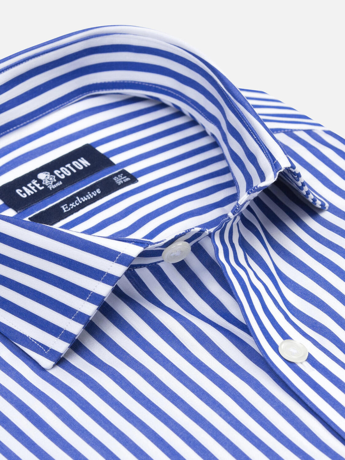 Chris Hemd mit navy blau Streifen   - Doppelten manschetten