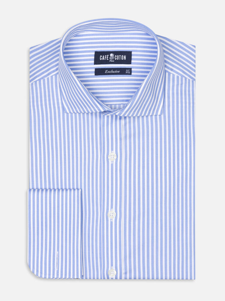 Colin sky blue stripe shirt - Double cuffs