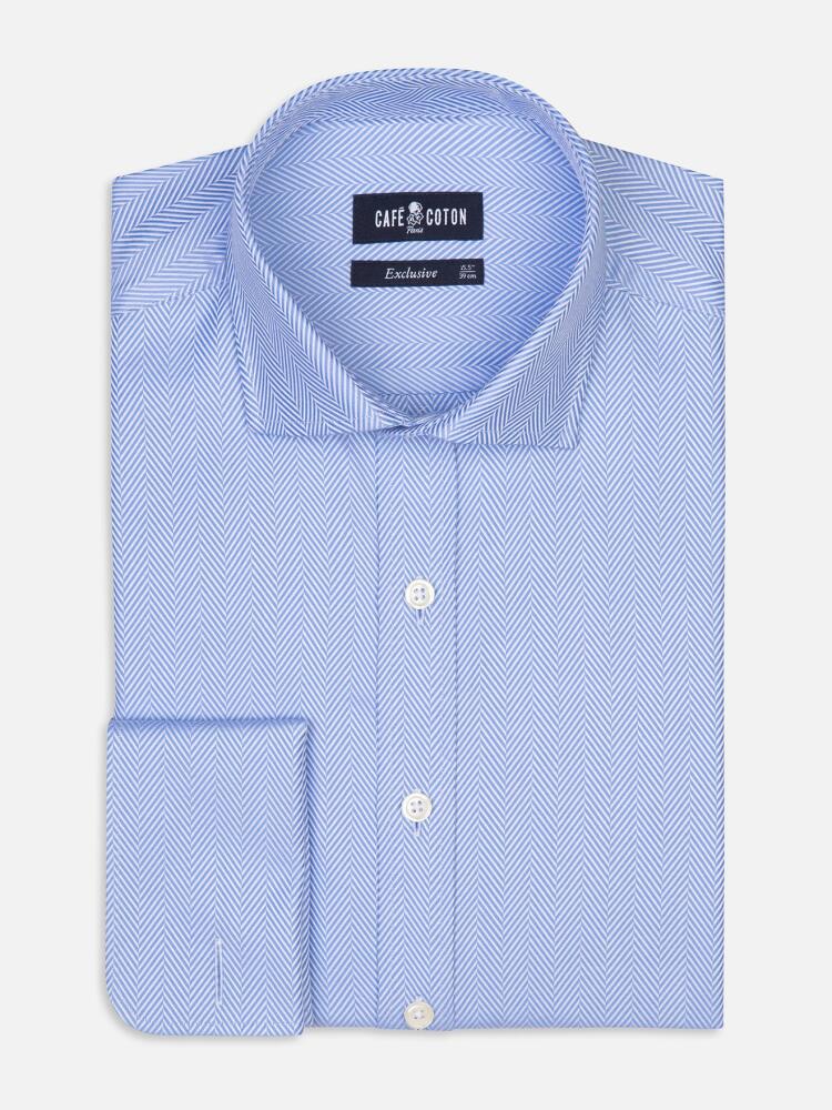 Chemise Come en chevron ciel - Poignets Mousquetaires