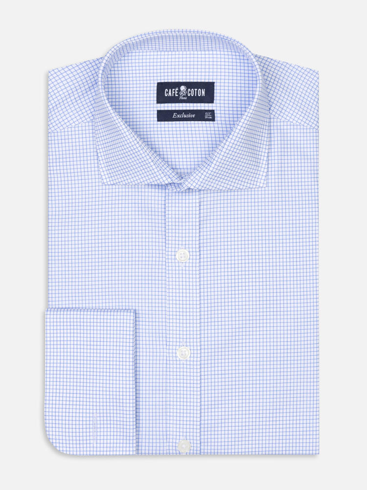 Conor sky blue Checkered shirt - Double cuffs