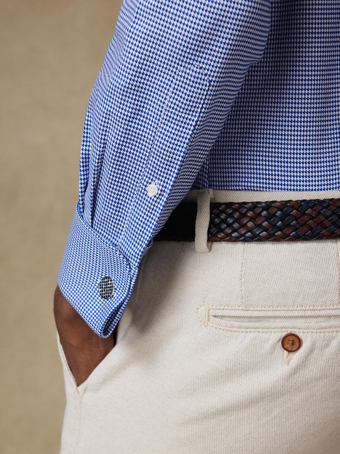 Camicia Corey in twill blu navy - Polsini doppi