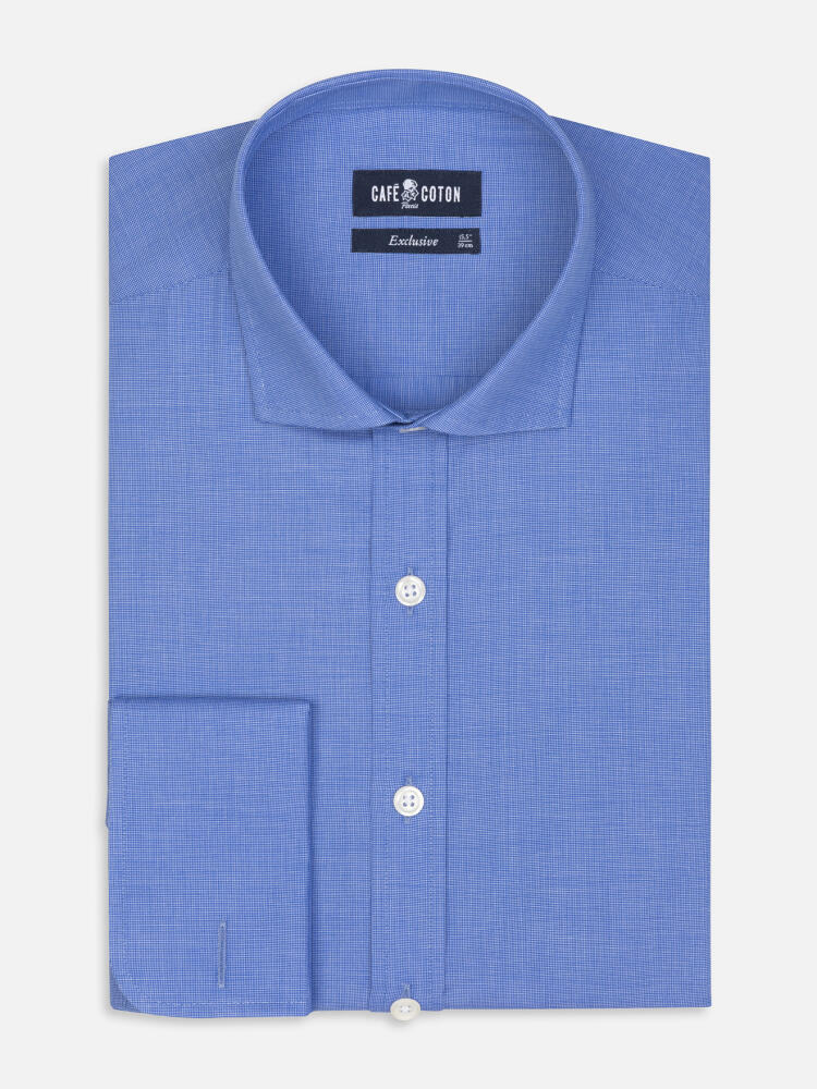 Daria blue poplin shirt - Double Cuffs