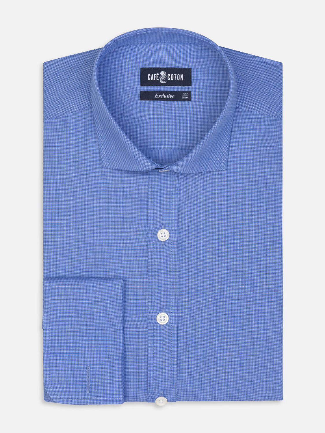 Daria blauw poplin overhemd - Dubbele manchetten