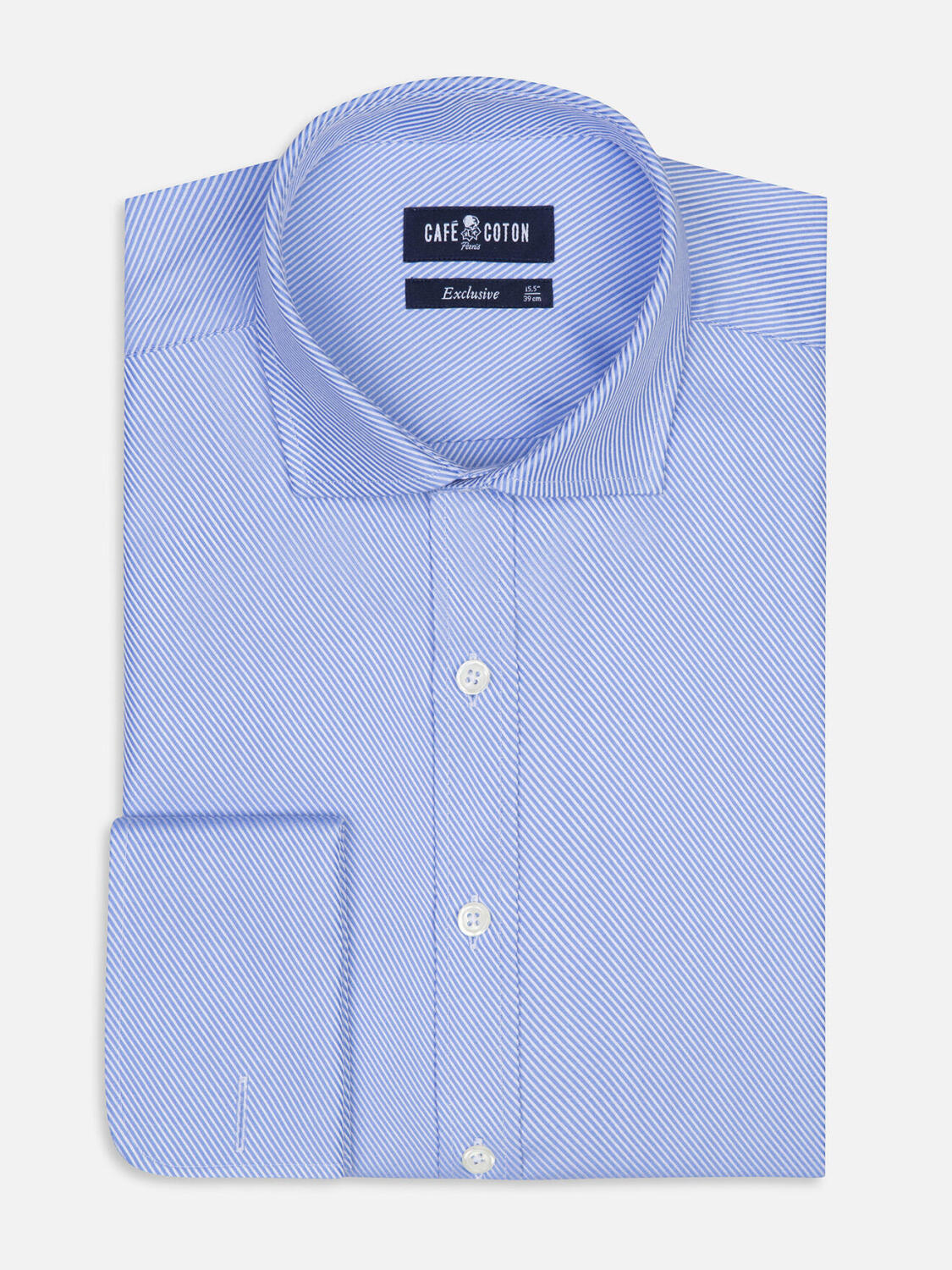 Chemise Ellis en twill ciel  - Poignets mousquetaires