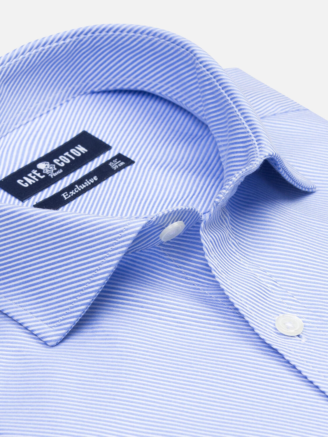 Chemise Ellis en twill ciel  - Poignets mousquetaires