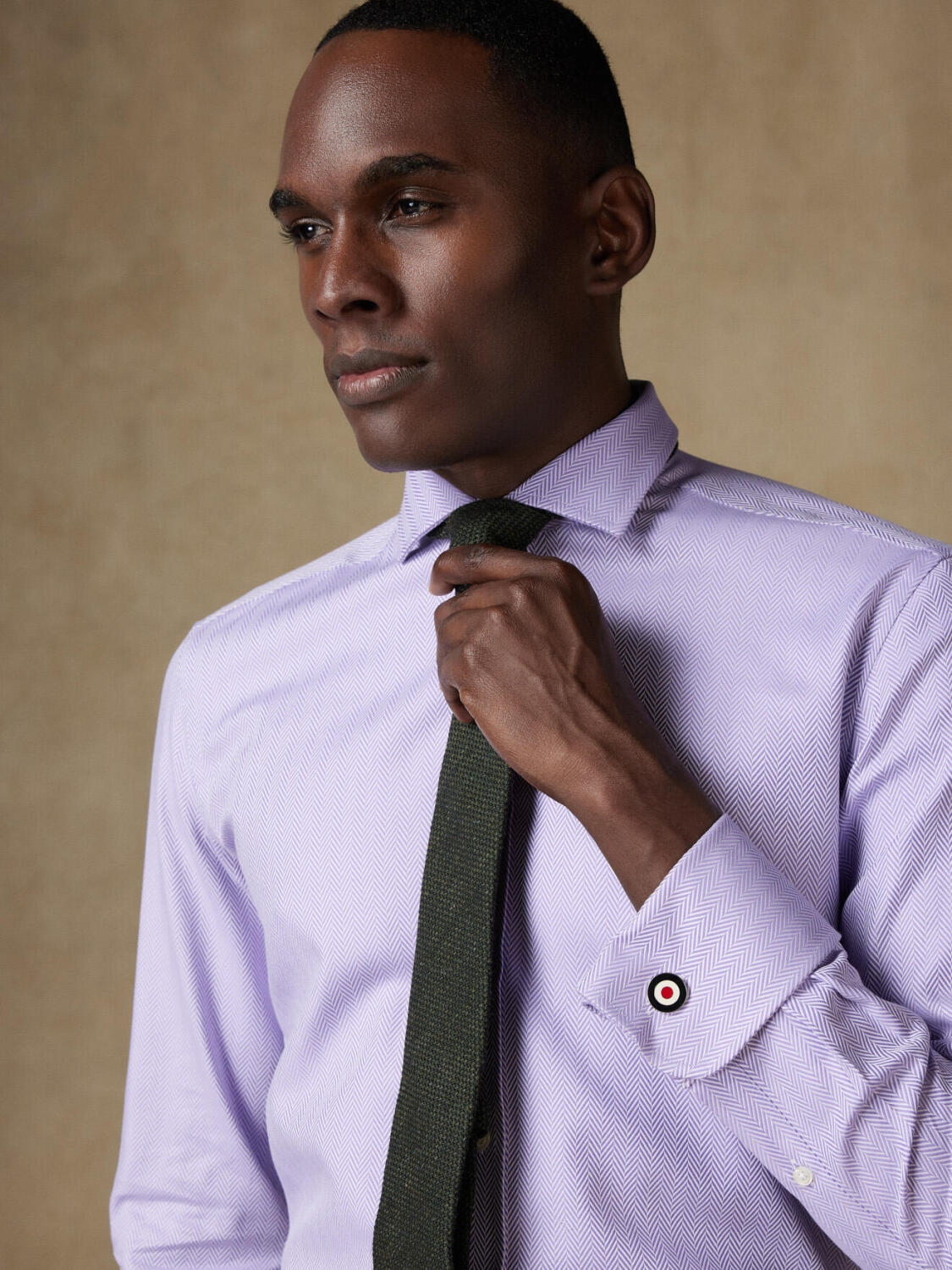 Chemise en Chevron parme - Poignets Mousquetaires