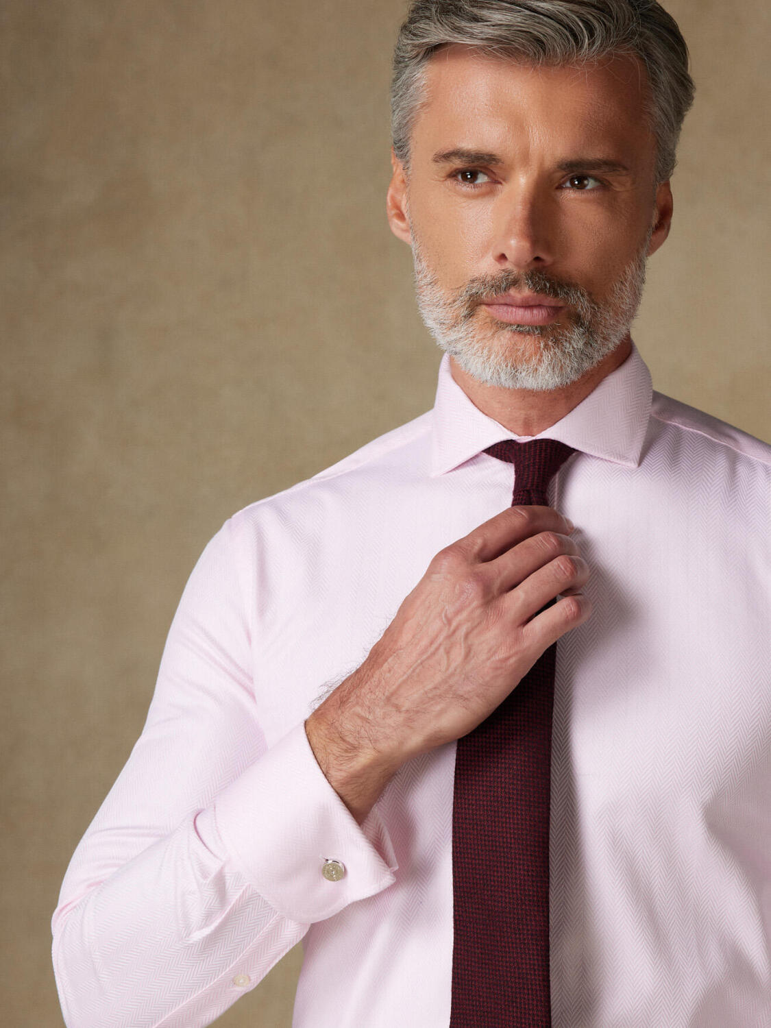 Camicia spigata rosa  - Doppi polsini