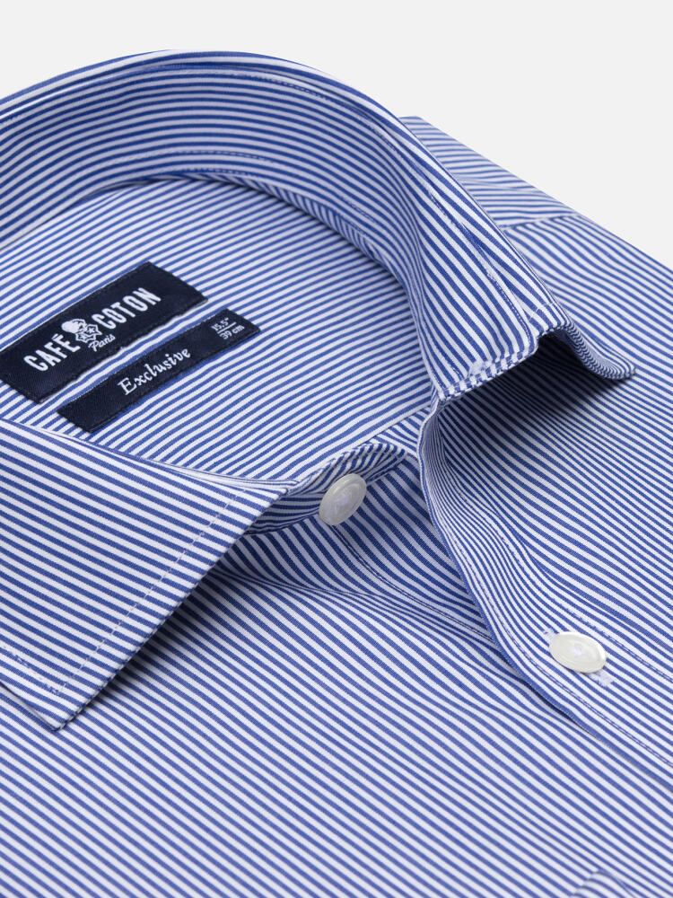 Menthon camicia a righe blu navy - Doppi polsini