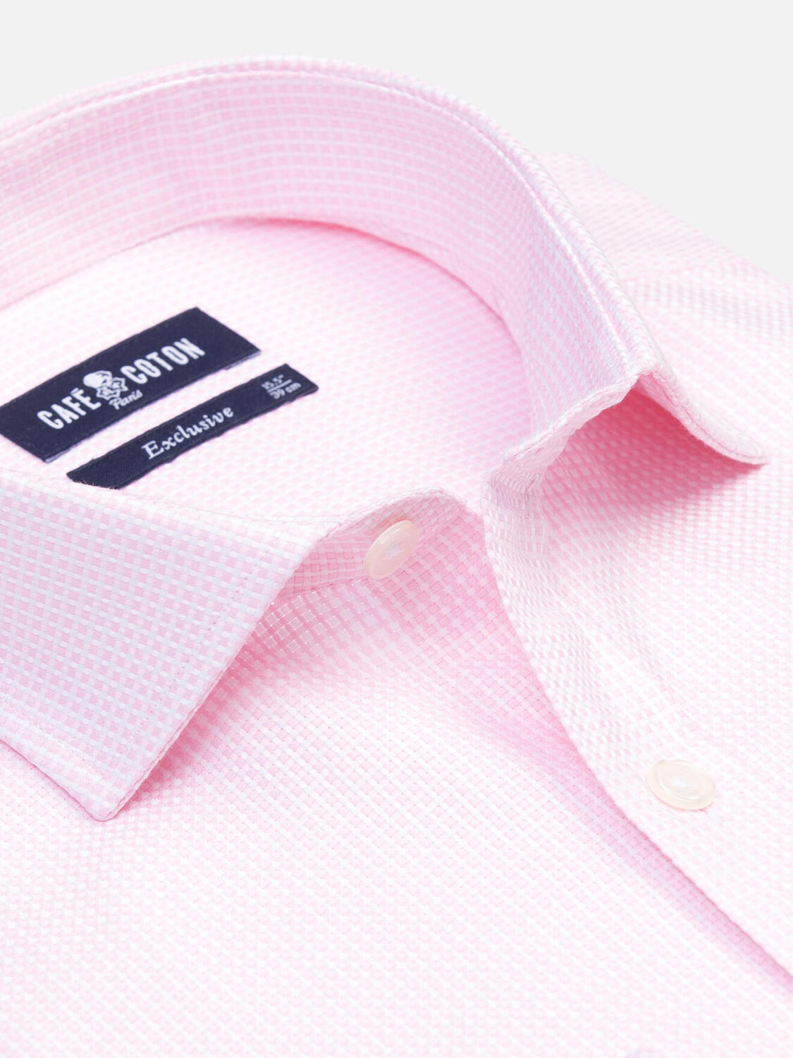 Camicia Miles in natté rosa - Polsini doppi