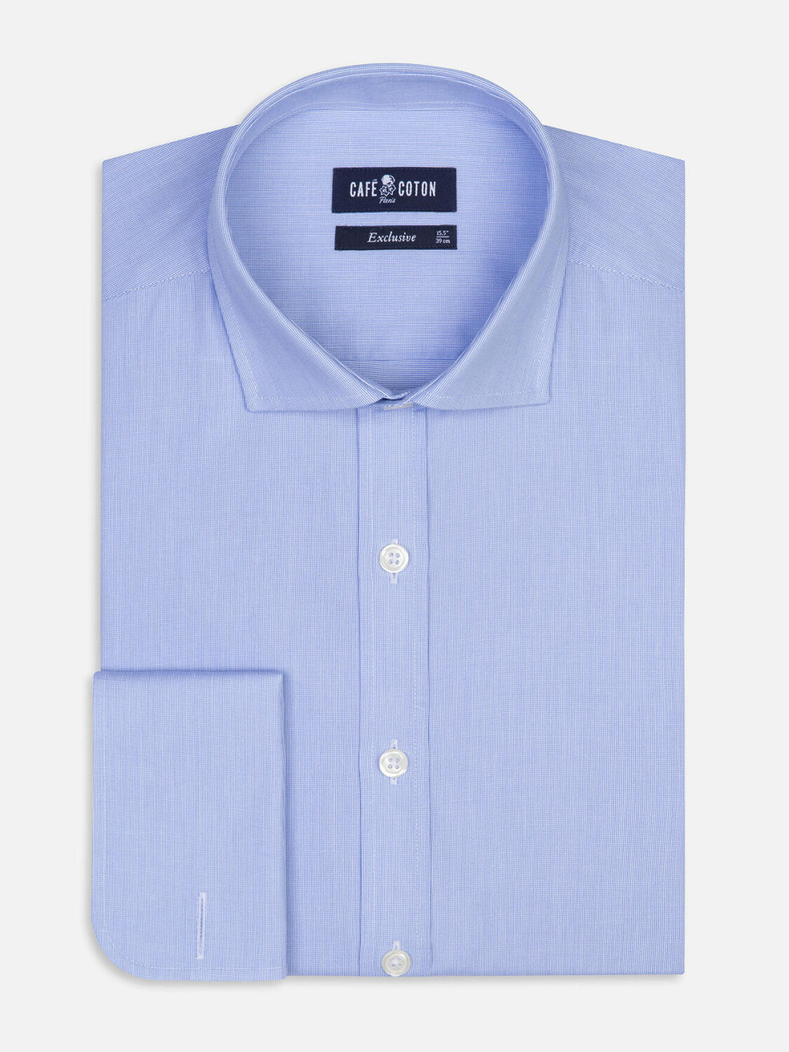 Hemd mit tausend Streifen himmelblau - Doppelmanschetten