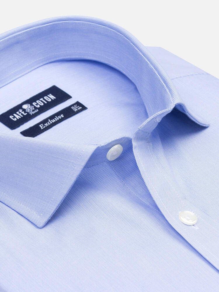 Chemise en mille raies ciel - Poignets Mousquetaires