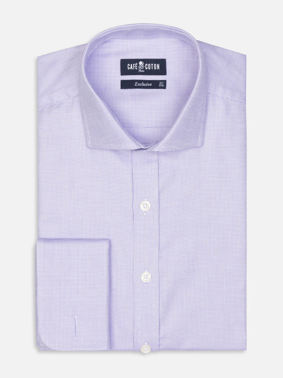 Chemise en natté parme - Poignets Mousquetaires