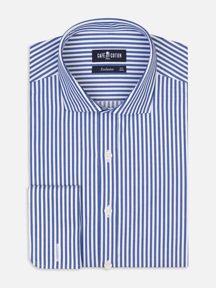 Nick navy blue striped shirt - Musketeer cuffs