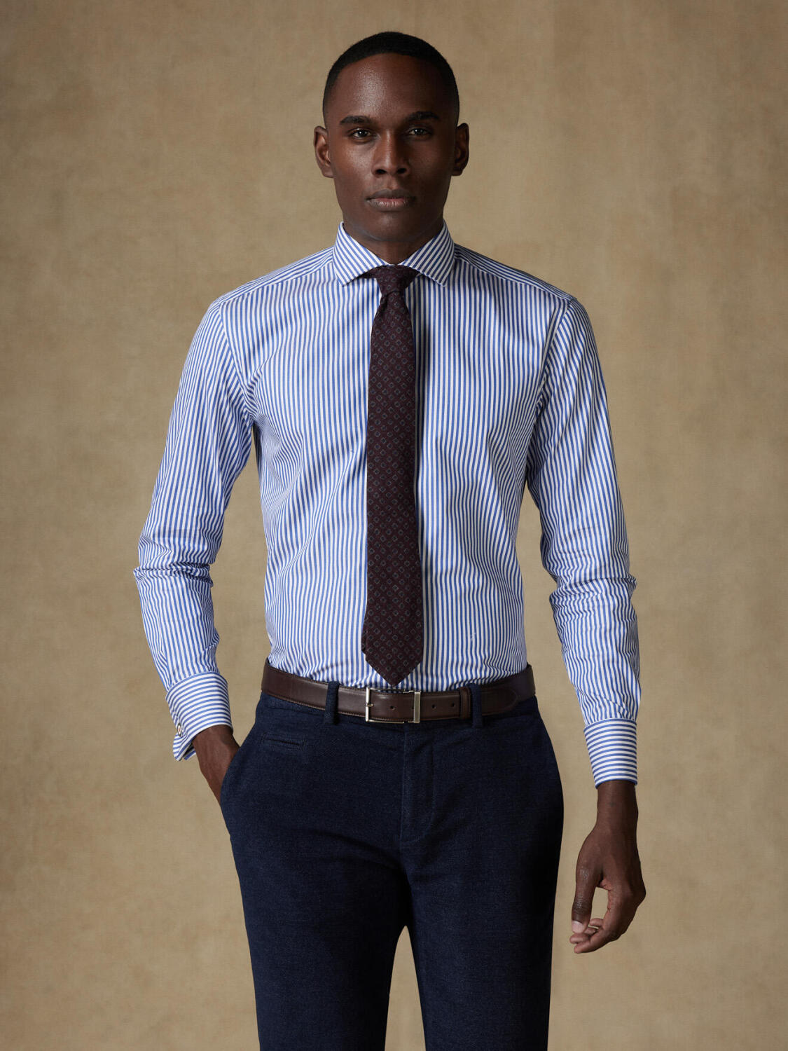 Camicia Nick Navy Stripe  - Doppi polsini