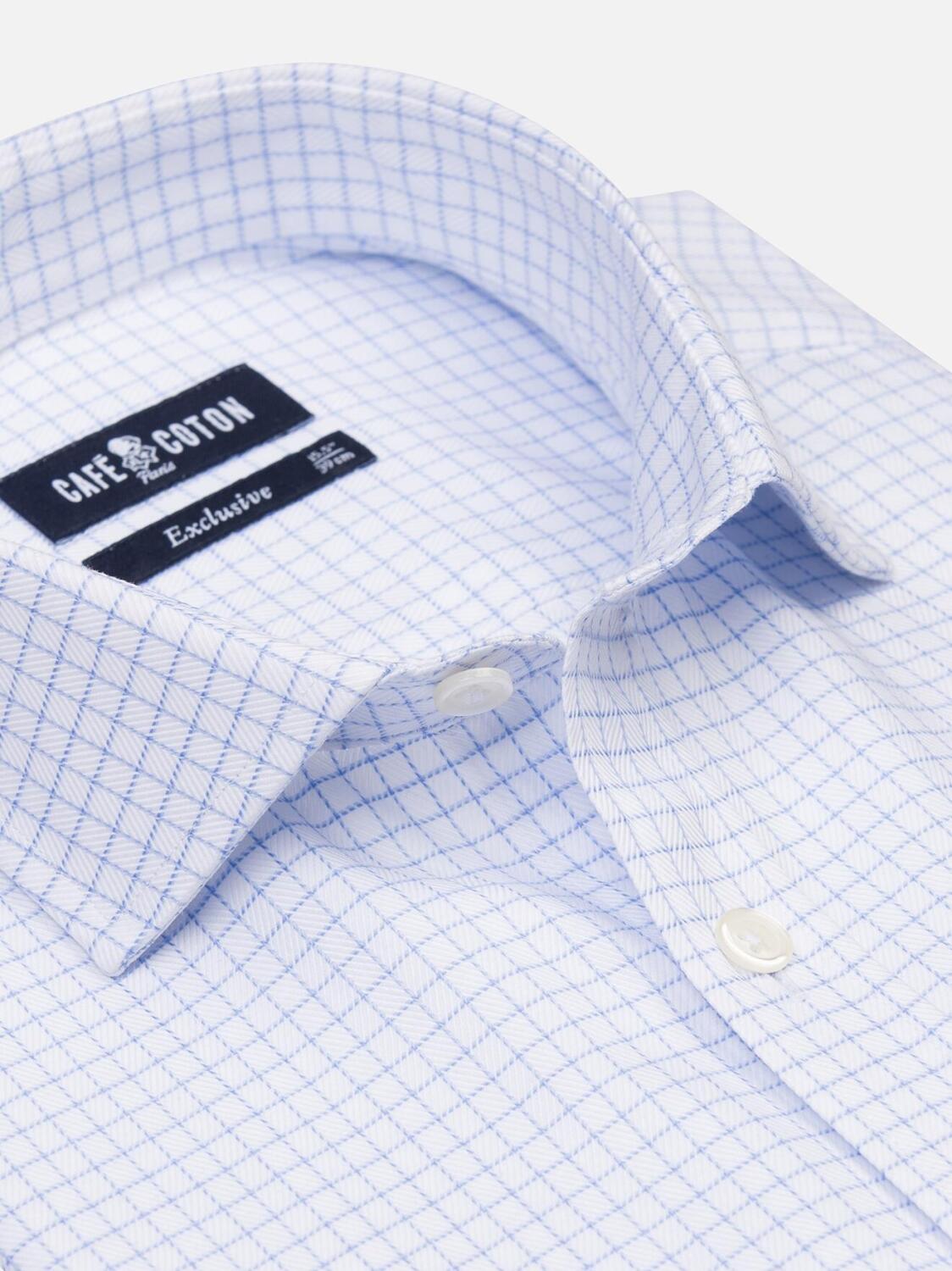 Hemd mit Umschlagmanschette Oleg mit hellblauen Karos