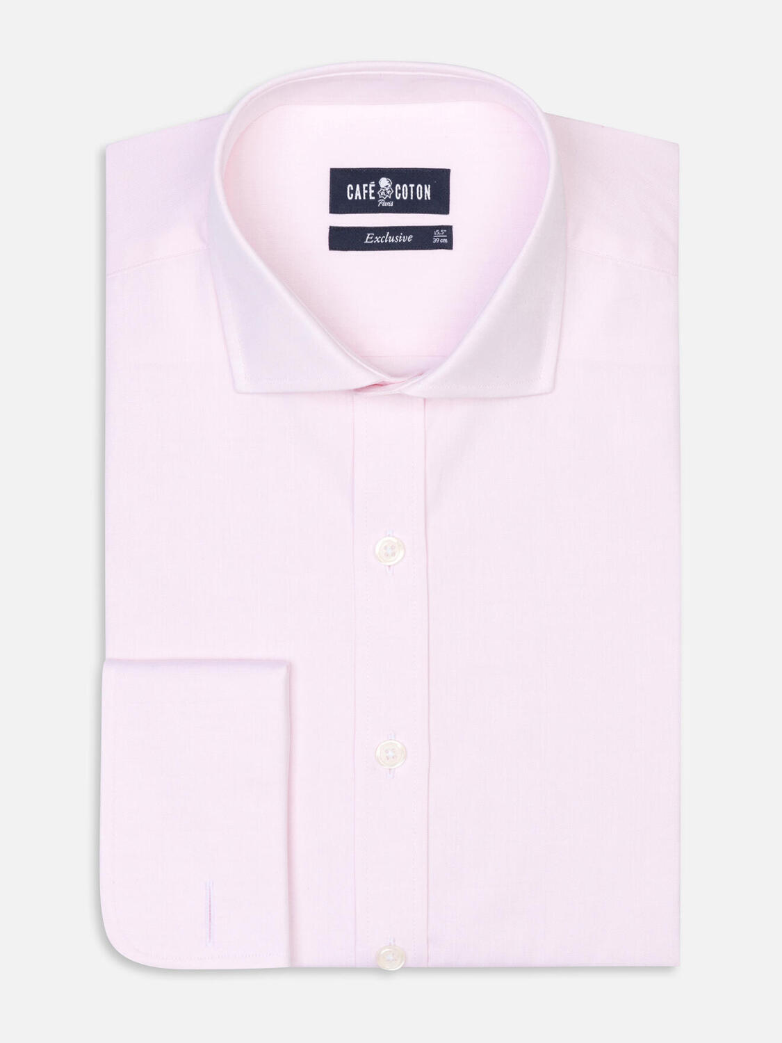 Chemise en pin point rose - Poignets Mousquetaires