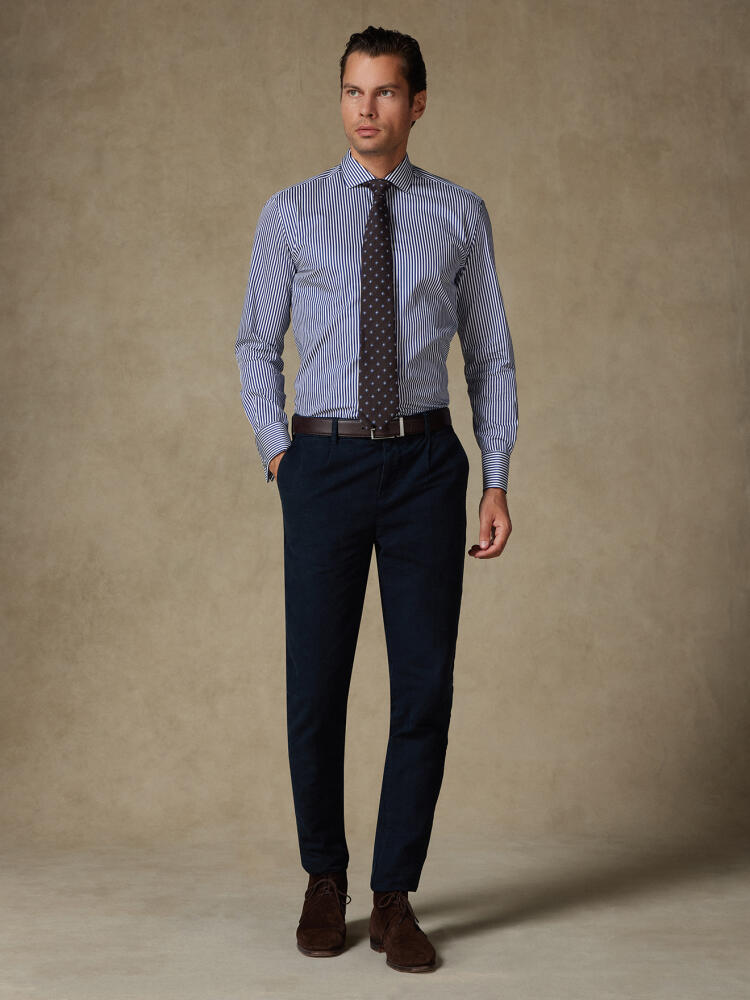 April navy stripes slim fit shirt - Double cuffs