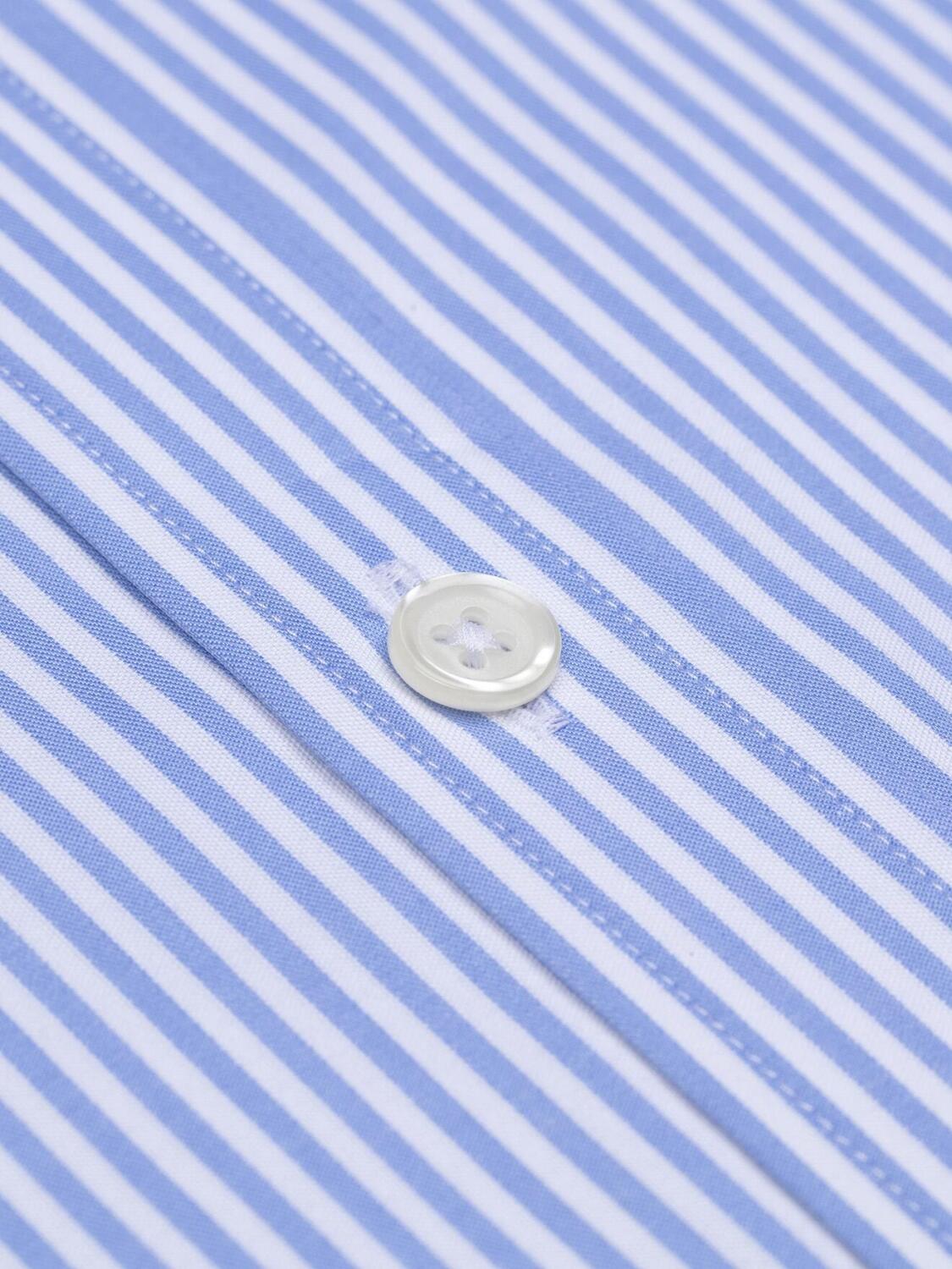 Chemise cintr&eacute;e Barney &agrave; rayures ciel - Poignets Mousquetaires