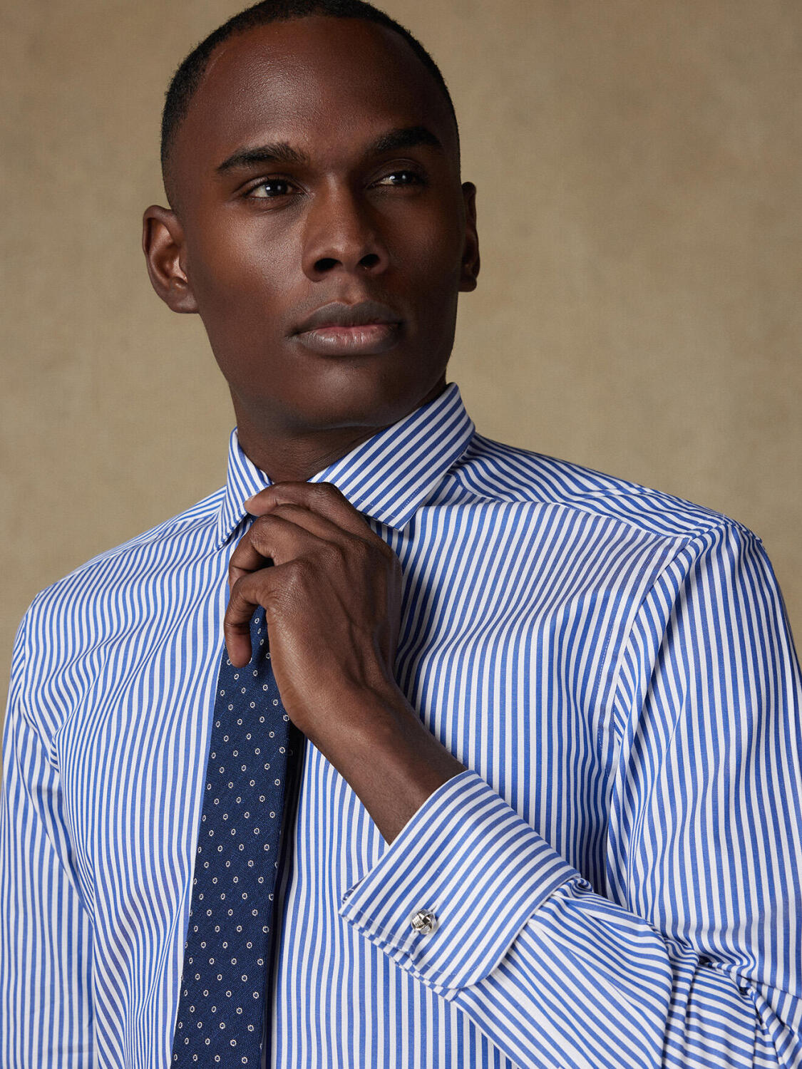 Taillierthemd mit Umschlagmanschette Barry mit Streifen in Marine